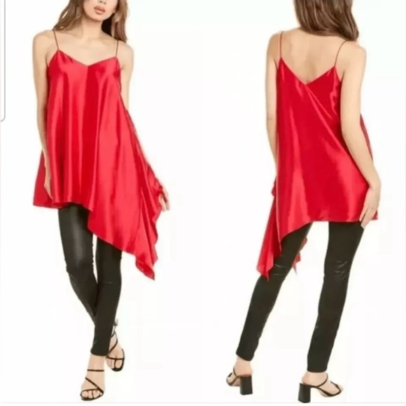 cinq a sept Tops - CINQ A SEPT Romeo Top in Camilla Red Silk Ruffle Strappy Top size M NWT $345